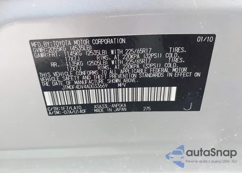 2010 Toyota Rav4 Limited from USA, damaged, VIN JTMDF4DV4AD033669